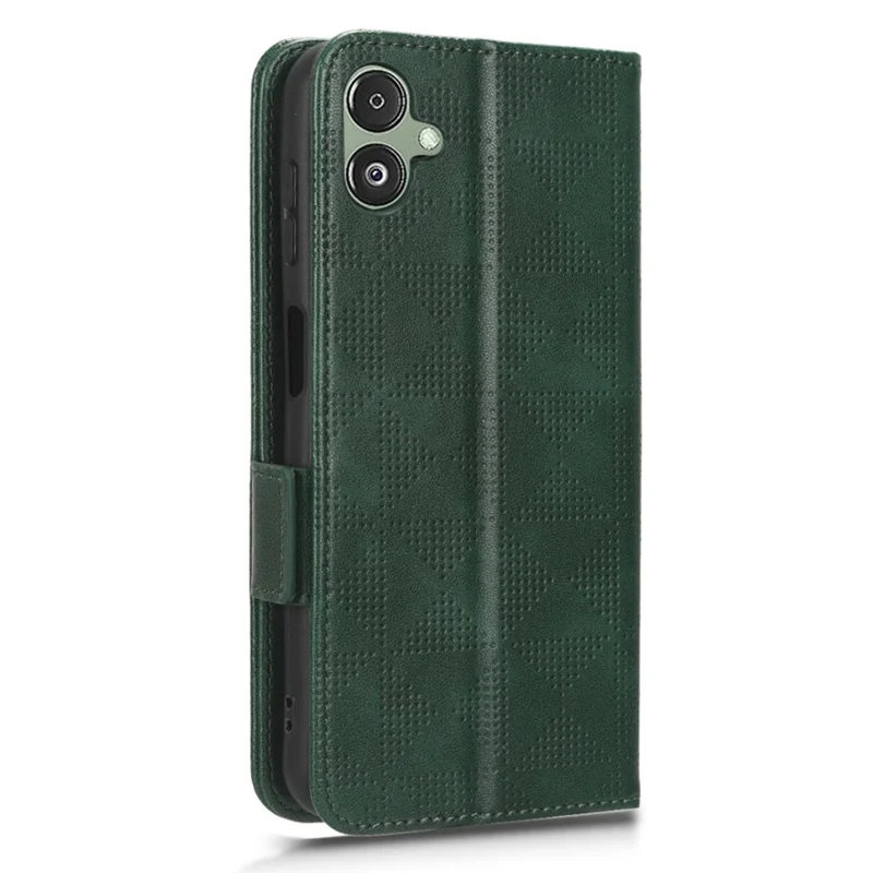 For Samsung Galaxy F14 5G Stand Wallet PU Leather Phone Case Imprinted Triangle Phone Cover - Green