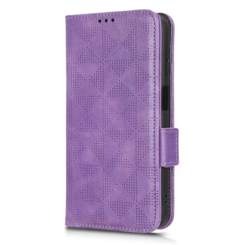 Per Samsung Galaxy F14 5G Stand Wallet Custodia in pelle PU Custodia per telefono con motivo stampato a triangolo - Viola