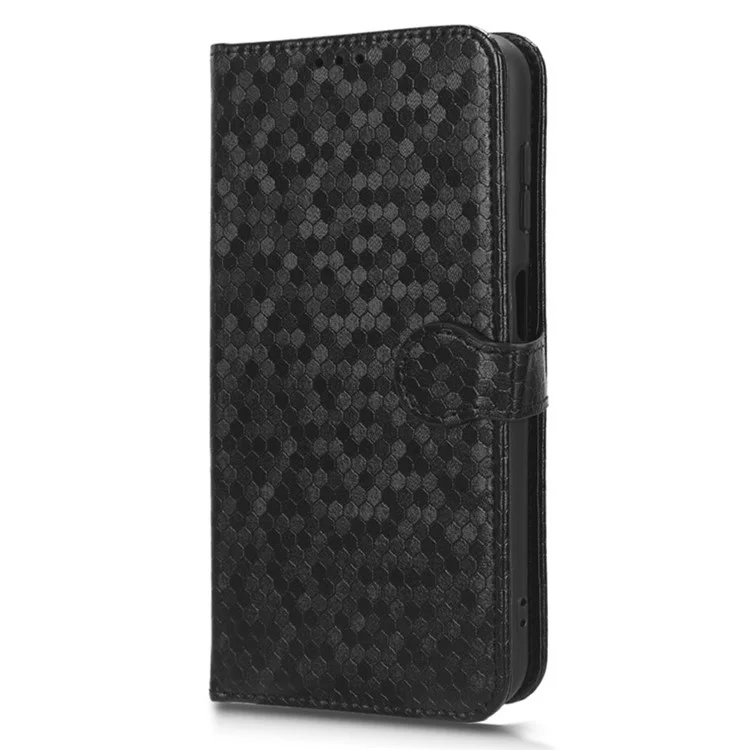 Para Samsung Galaxy M14 5G Capa de Carteira de Couro com Padrão de Pontos Impresso - Preto