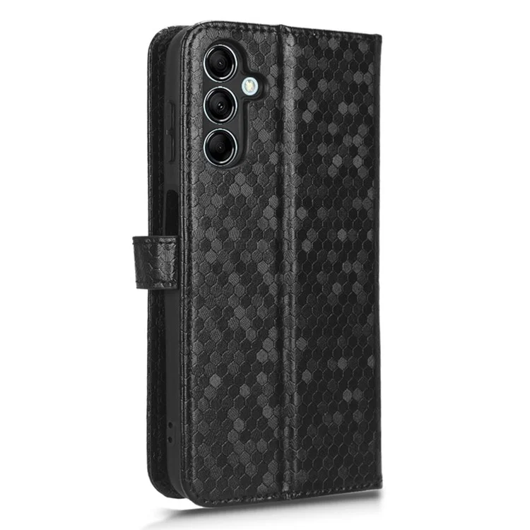 Para Samsung Galaxy M14 5G Capa de Carteira de Couro com Padrão de Pontos Impresso - Preto