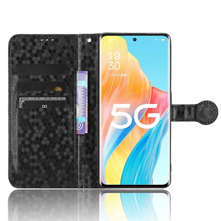 Para Oppo A1 Pro 5G / Reno8 T 5G Funda de teléfono de Piel PU con Patrón Punteado, Funda con Billetera y Soporte - Negro