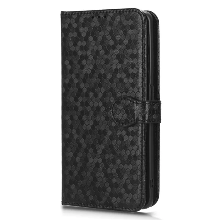 Para Oppo A1 Pro 5G / Reno8 T 5G Funda de teléfono de Piel PU con Patrón Punteado, Funda con Billetera y Soporte - Negro