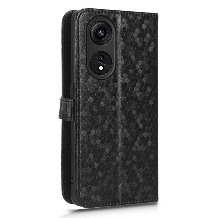 Para Oppo A1 Pro 5G / Reno8 T 5G Funda de teléfono de Piel PU con Patrón Punteado, Funda con Billetera y Soporte - Negro