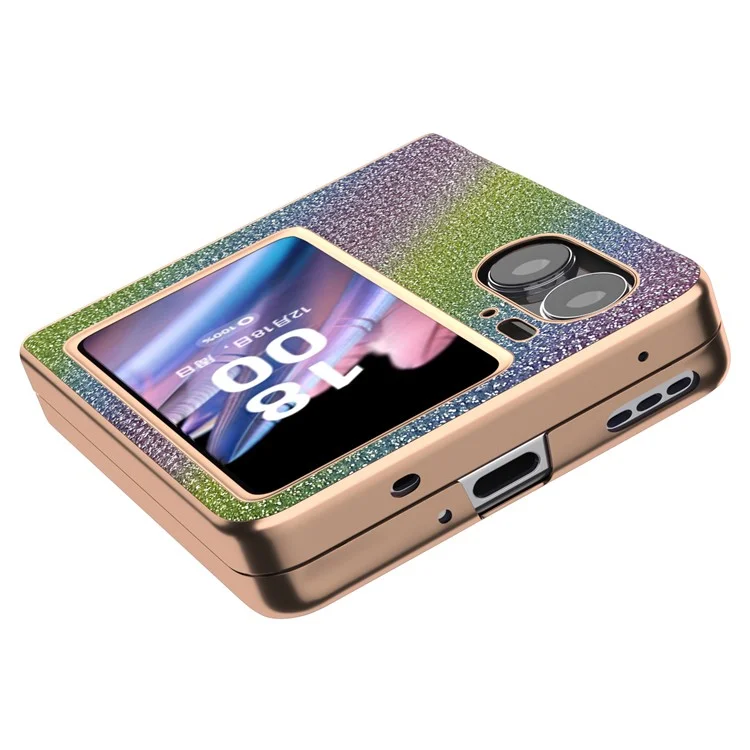 Электрохромный чехол для телефона Oppo Find N2 Flip 5G с текстурой из страз, ударопрочный чехол из ПК+ПУ кожи - Разноцветный