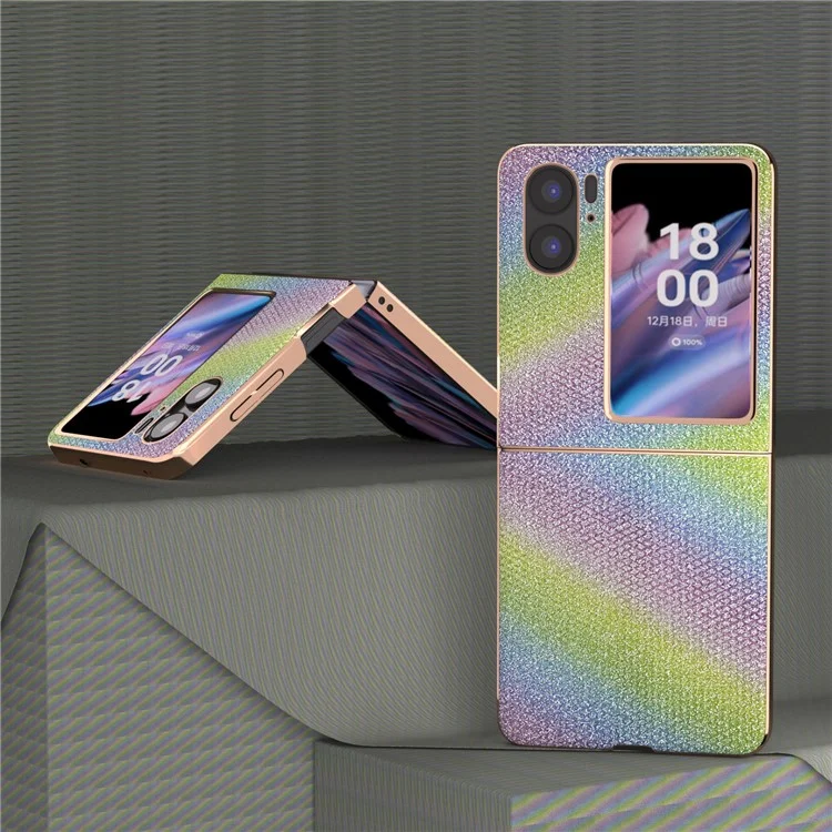 Электрохромный чехол для телефона Oppo Find N2 Flip 5G с текстурой из страз, ударопрочный чехол из ПК+ПУ кожи - Разноцветный
