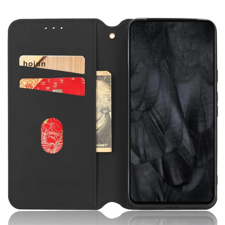 Per Google Pixel 8 PU Leather Rhombus Imprinted Phone Case Wallet Stand Secure Magnetic Cover - Marrone