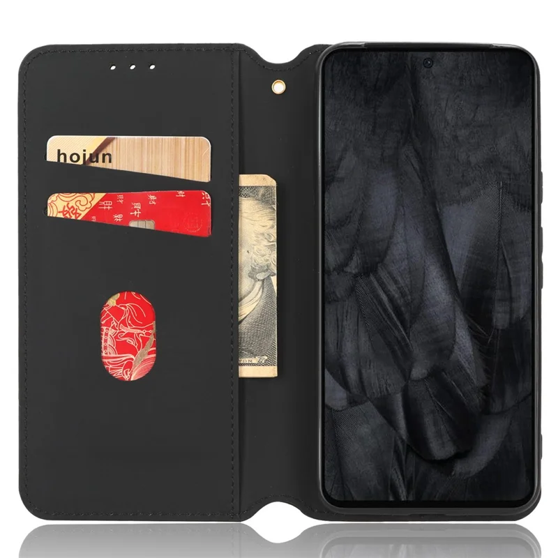 For Google Pixel 8 PU Leather Rhombus Imprinted Phone Case Wallet Stand Secure Magnetic Cover - Black
