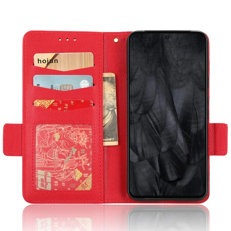 For Google Pixel 8 PU Leather Stand Wallet Case Litchi Texture Double Magnetic Clasp Phone Cover - Red