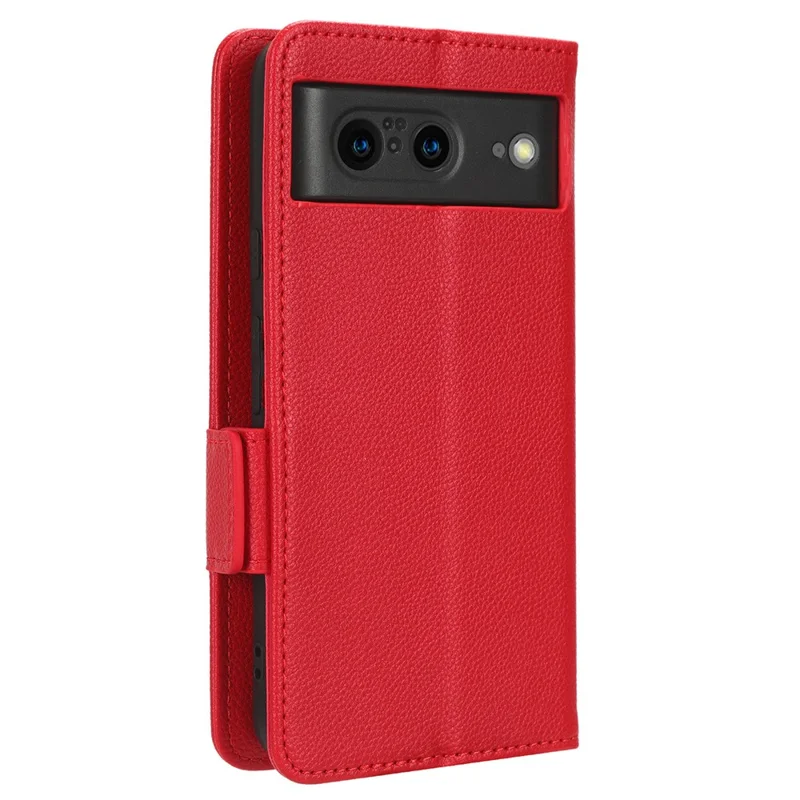 For Google Pixel 8 PU Leather Stand Wallet Case Litchi Texture Double Magnetic Clasp Phone Cover - Red