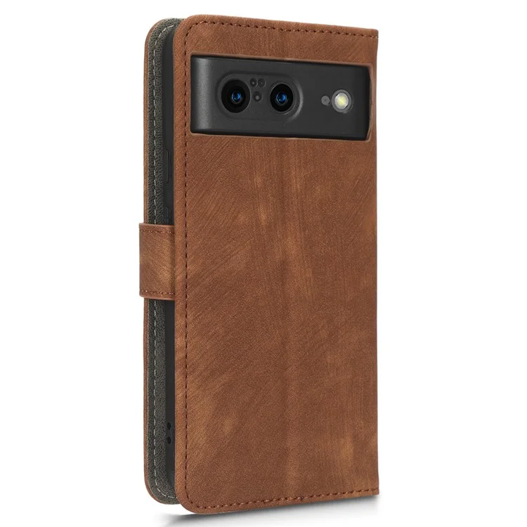 For Google Pixel 8 RFID Blocking Wallet Case PU Leather Stand Phone Cover with Strap - Brown