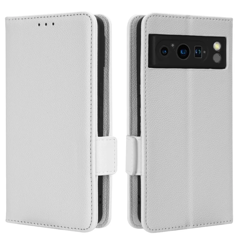 For Google Pixel 8 Pro Litchi Texture Wallet Case PU Leather Stand Magnetic Protective Phone Cover - White