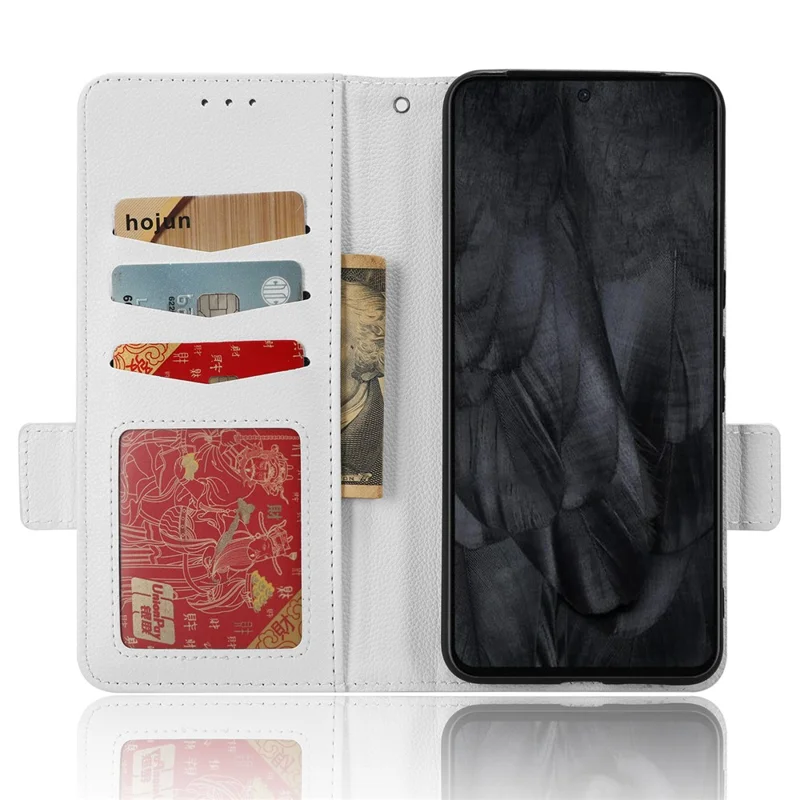 For Google Pixel 8 Pro Litchi Texture Wallet Case PU Leather Stand Magnetic Protective Phone Cover - White