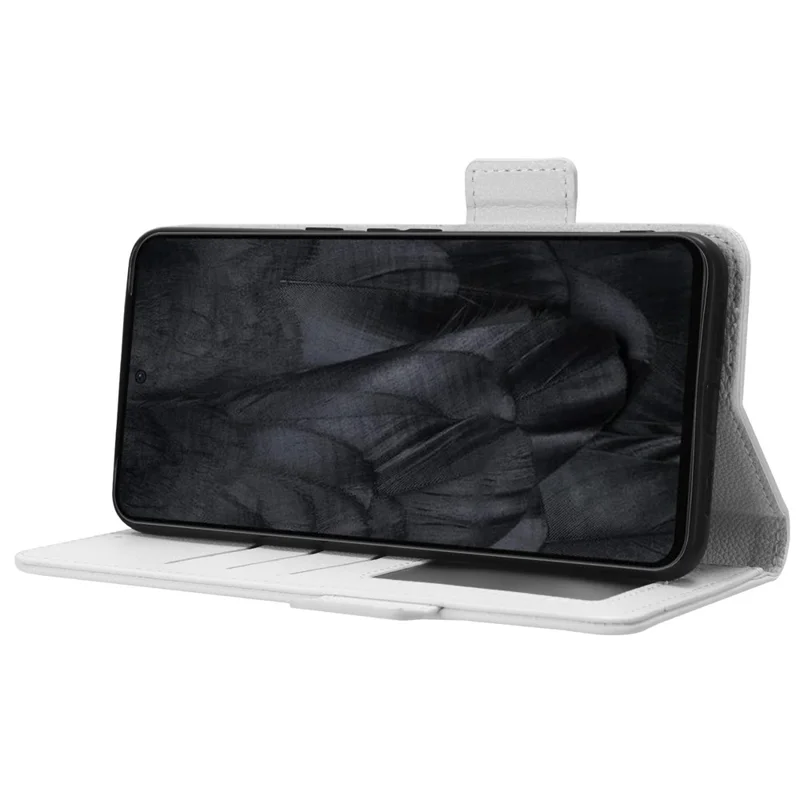 For Google Pixel 8 Pro Litchi Texture Wallet Case PU Leather Stand Magnetic Protective Phone Cover - White