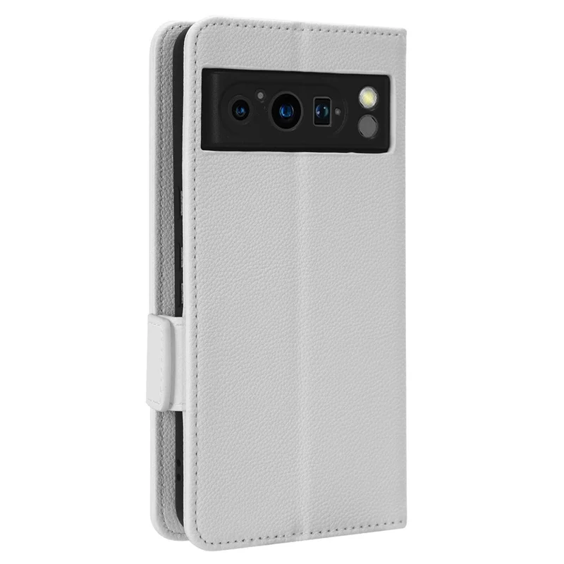 For Google Pixel 8 Pro Litchi Texture Wallet Case PU Leather Stand Magnetic Protective Phone Cover - White