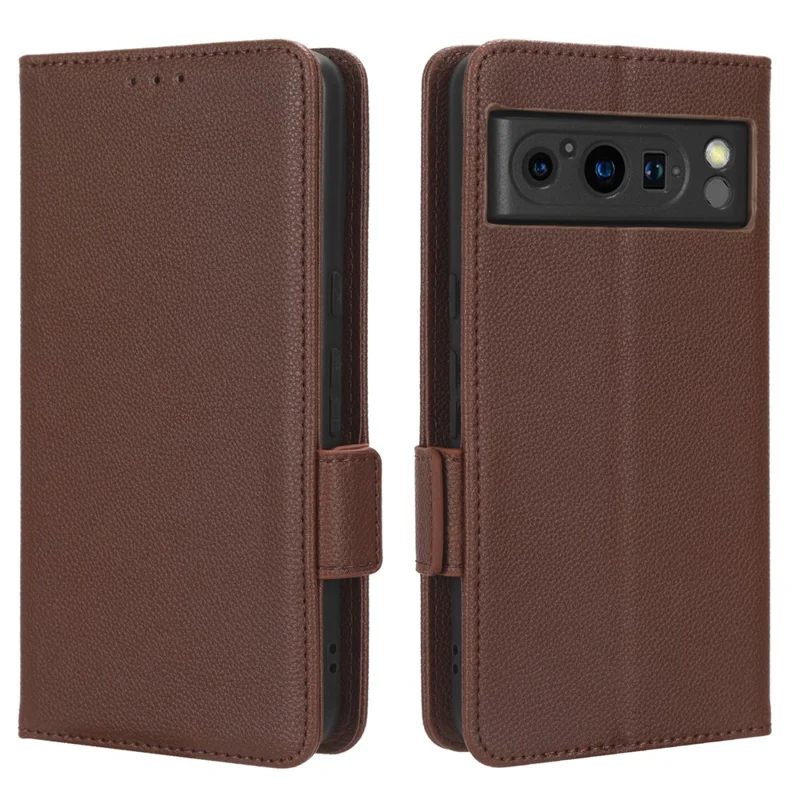 For Google Pixel 8 Pro Litchi Texture Wallet Case PU Leather Stand Magnetic Protective Phone Cover - Brown