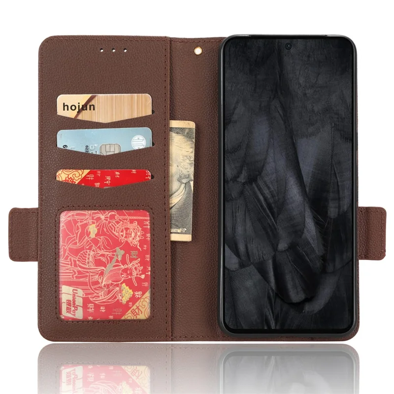 For Google Pixel 8 Pro Litchi Texture Wallet Case PU Leather Stand Magnetic Protective Phone Cover - Brown