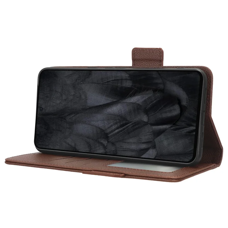 For Google Pixel 8 Pro Litchi Texture Wallet Case PU Leather Stand Magnetic Protective Phone Cover - Brown