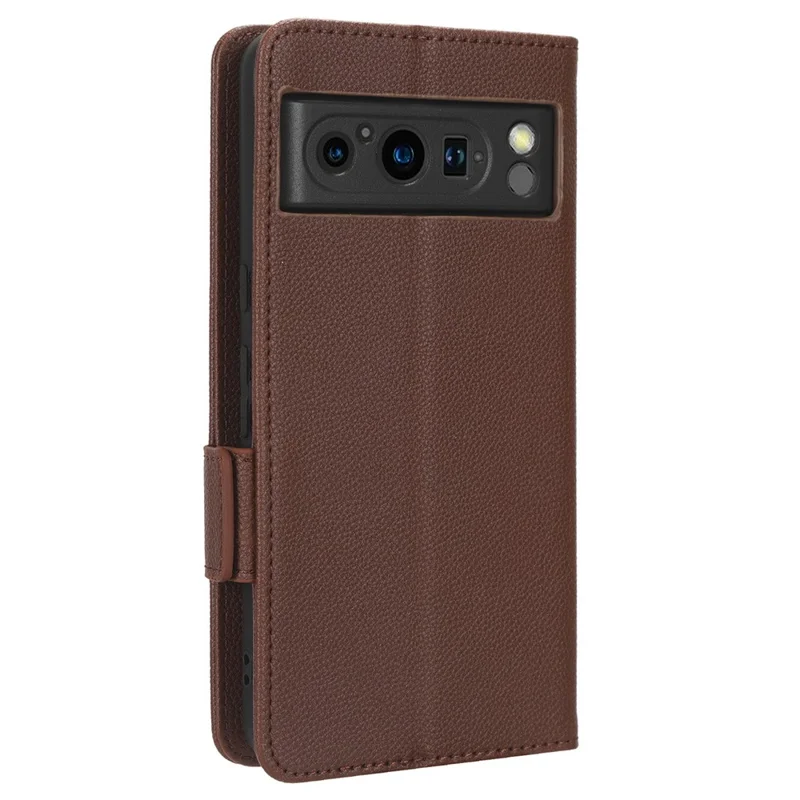 For Google Pixel 8 Pro Litchi Texture Wallet Case PU Leather Stand Magnetic Protective Phone Cover - Brown