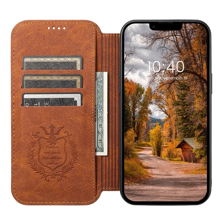 SUTENI J06 Wallet Phone Case for iPhone 14 Plus , Magnetic PU Leather Stand Cover Compatible with MagSafe Charger - Khaki