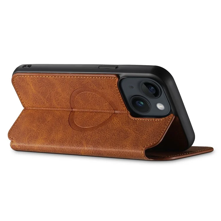 SUTENI J06 Wallet Phone Case for iPhone 14 Plus , Magnetic PU Leather Stand Cover Compatible with MagSafe Charger - Khaki