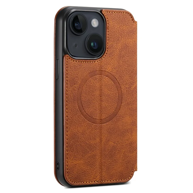 SUTENI J06 Wallet Phone Case for iPhone 14 Plus , Magnetic PU Leather Stand Cover Compatible with MagSafe Charger - Khaki