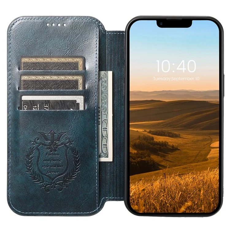SUTENI J05 Compatibile con MagSafe Custodia per Cellulare per iPhone 14 Plus Supporto Magnetico Portafoglio in Pelle PU - Blu