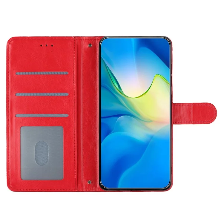 Para TECNO Spark 10C 4G Línea de Costura Rombo Funda de Teléfono Flip Stand de Cuero PU - Rojo