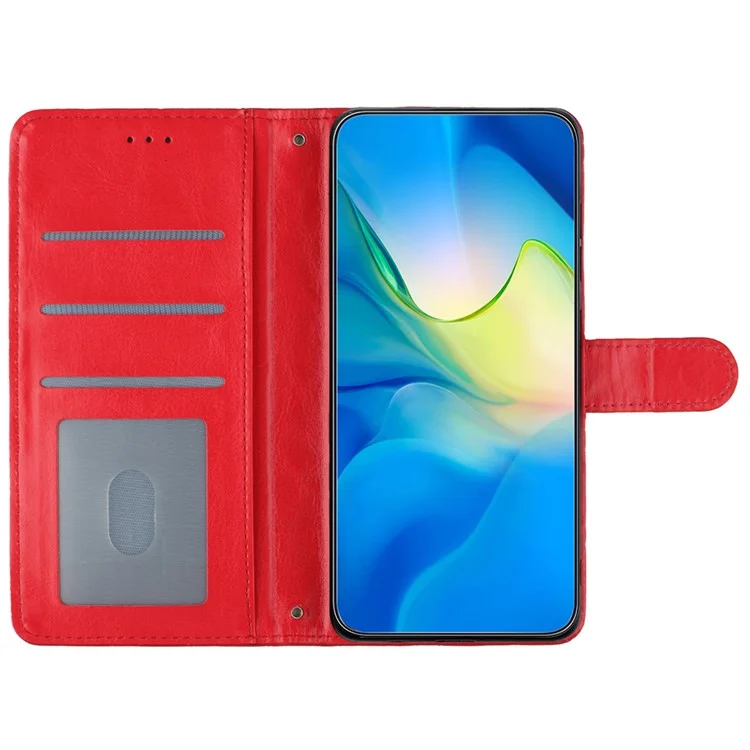 Für TECNO Pop 7 Stitching Line Rhombus Handyhülle PU-Leder Brieftasche Ständer Schutzhülle - Rot