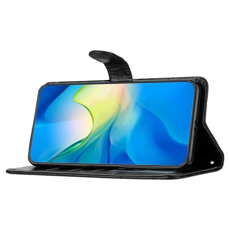 Para TECNO Spark 10 Pro Leather Protective Case Stitching Line Rhombus Wallet Stand Phone Cover - Preto