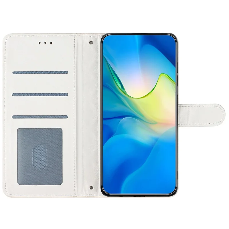 For TECNO Spark 10 Pro Leather Protective Case Stitching Line Rhombus Wallet Stand Phone Cover - White