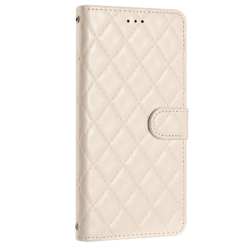 For TECNO Spark 10 Pro Leather Protective Case Stitching Line Rhombus Wallet Stand Phone Cover - White