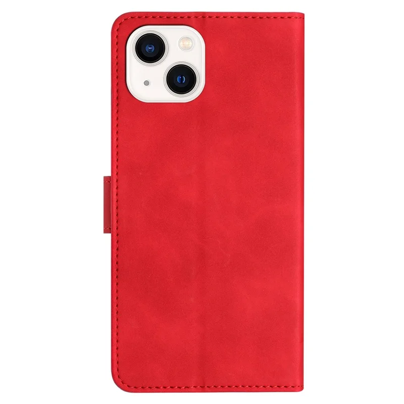 Para iPhone 14 PU Leather Stand Wallet Phone Case Borboleta Estampado Capa de Proteção Completa - Vermelho