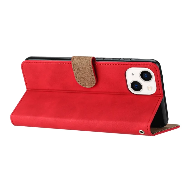 Para iPhone 14 PU Leather Stand Wallet Phone Case Borboleta Estampado Capa de Proteção Completa - Vermelho