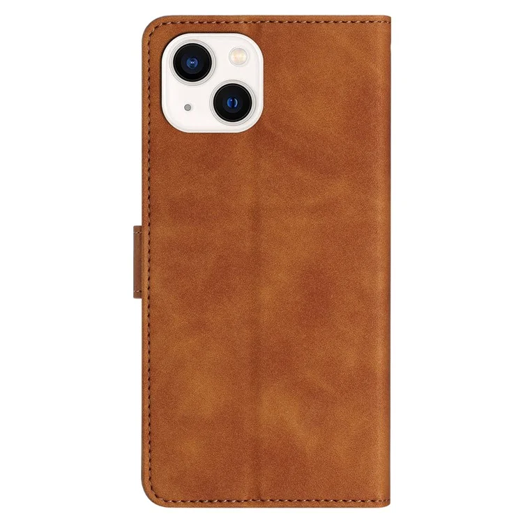 Pour iPhone 13 mini 5,4 pouces Butterfly Imprinted Shockproof Phone Case Leather Wallet Cover avec support - Marron