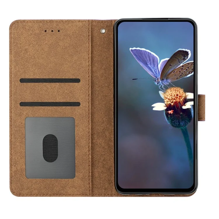 Pour iPhone 13 mini 5,4 pouces Butterfly Imprinted Shockproof Phone Case Leather Wallet Cover avec support - Marron