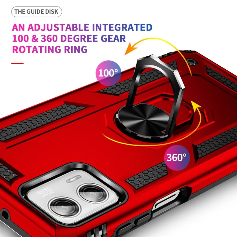 For Motorola Moto G Power 5G Ring Kickstand Phone Case PC+TPU Anti-drop Back Cover - Red