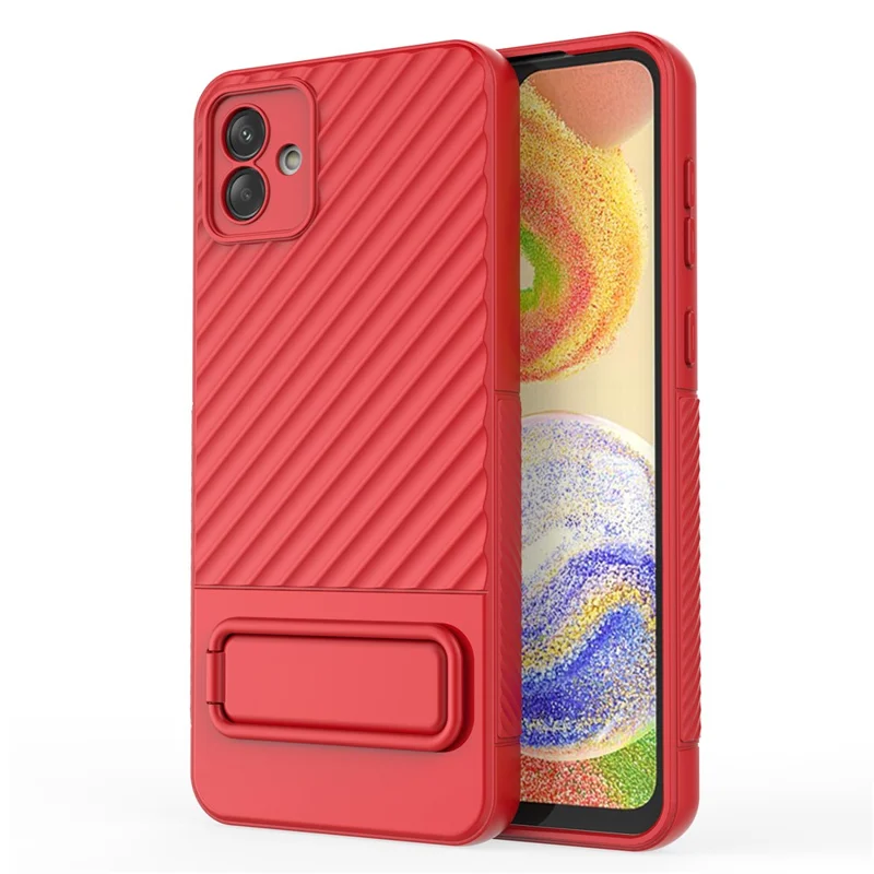 For Samsung Galaxy A04 4G (164.4 x 76.3 x 9.1 mm) TPU Cover Kickstand Skin-touch Feeling Phone Case - Red