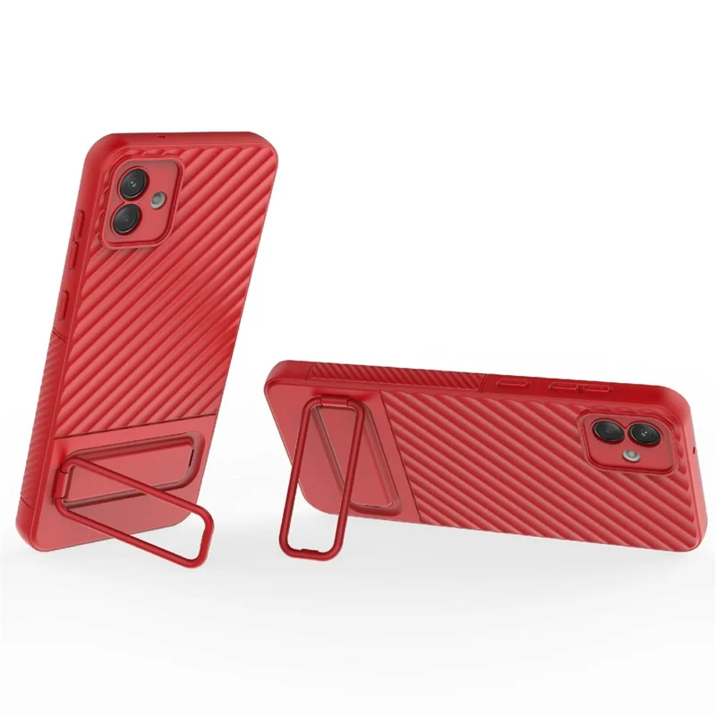 For Samsung Galaxy A04 4G (164.4 x 76.3 x 9.1 mm) TPU Cover Kickstand Skin-touch Feeling Phone Case - Red