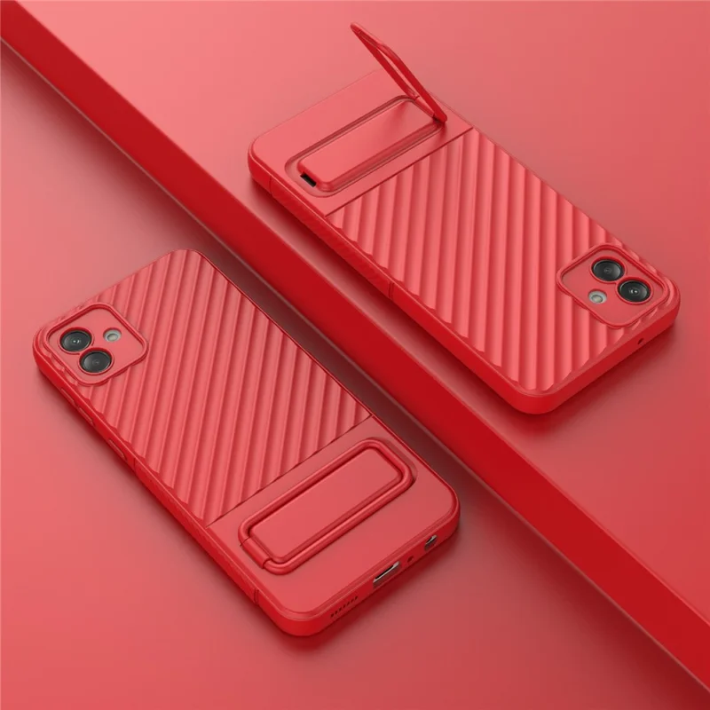 For Samsung Galaxy A04 4G (164.4 x 76.3 x 9.1 mm) TPU Cover Kickstand Skin-touch Feeling Phone Case - Red