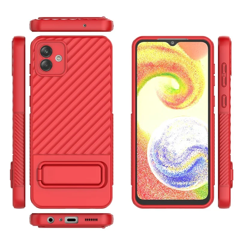 For Samsung Galaxy A04 4G (164.4 x 76.3 x 9.1 mm) TPU Cover Kickstand Skin-touch Feeling Phone Case - Red