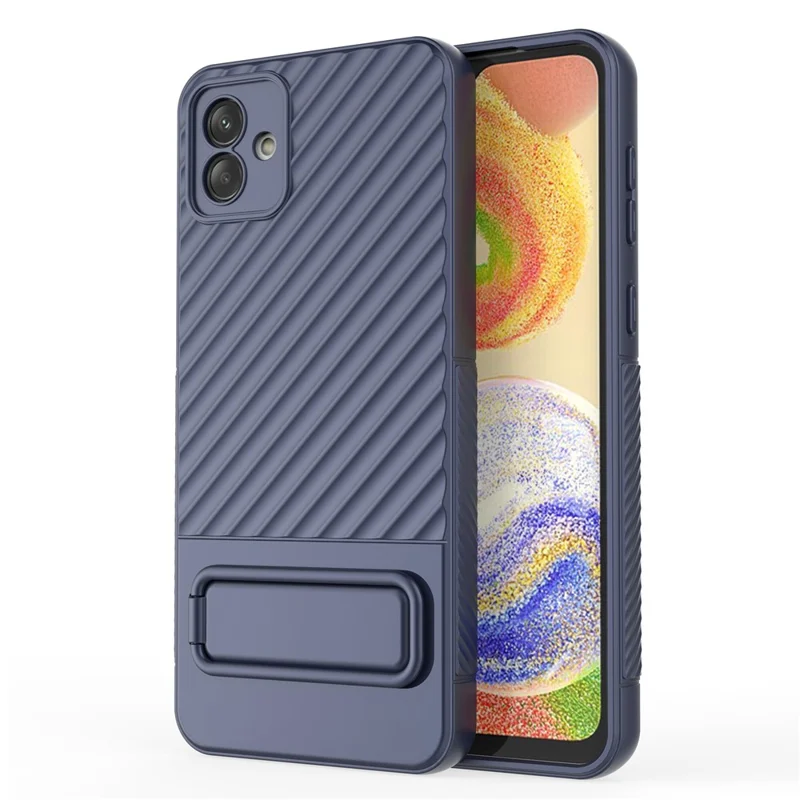 For Samsung Galaxy A04 4G (164.4 x 76.3 x 9.1 mm) TPU Cover Kickstand Skin-touch Feeling Phone Case - Dark Blue