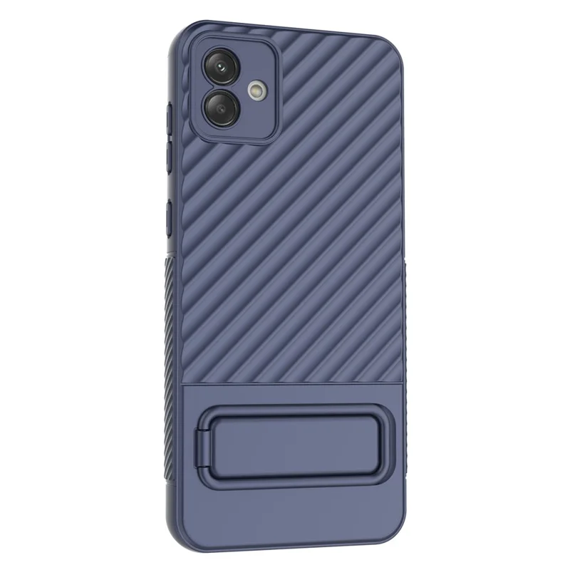For Samsung Galaxy A04 4G (164.4 x 76.3 x 9.1 mm) TPU Cover Kickstand Skin-touch Feeling Phone Case - Dark Blue