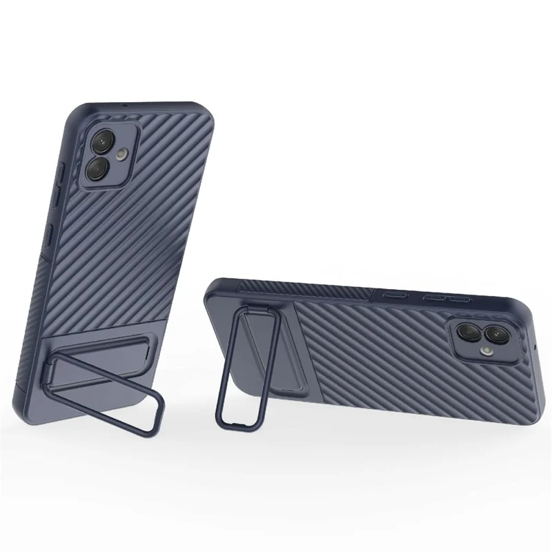 For Samsung Galaxy A04 4G (164.4 x 76.3 x 9.1 mm) TPU Cover Kickstand Skin-touch Feeling Phone Case - Dark Blue