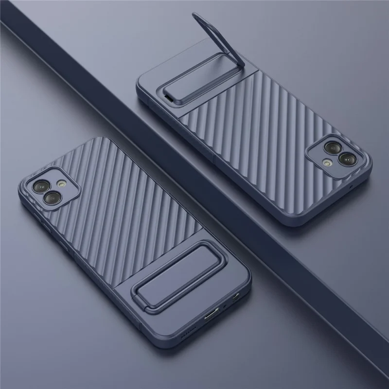 For Samsung Galaxy A04 4G (164.4 x 76.3 x 9.1 mm) TPU Cover Kickstand Skin-touch Feeling Phone Case - Dark Blue