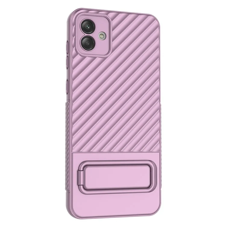 Para Samsung Galaxy A04 4G (164.4 x 76.3 x 9.1 mm) Funda de TPU con Soporte Sensación de Piel Funda Telefónica - Morado Claro