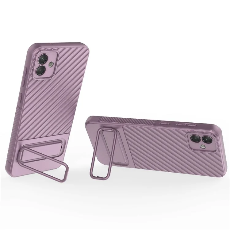 Para Samsung Galaxy A04 4G (164.4 x 76.3 x 9.1 mm) Funda de TPU con Soporte Sensación de Piel Funda Telefónica - Morado Claro