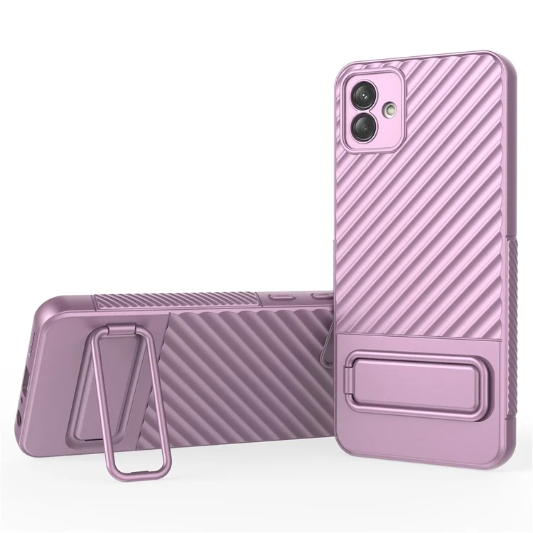 Para Samsung Galaxy A04 4G (164.4 x 76.3 x 9.1 mm) Funda de TPU con Soporte Sensación de Piel Funda Telefónica - Morado Claro