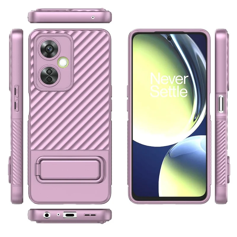Para OnePlus Nord CE 3 Lite 5G / Nord N30 5G Funda Flexible de TPU Carcasa Protectora con Soporte Antideslizante - Púrpura Claro