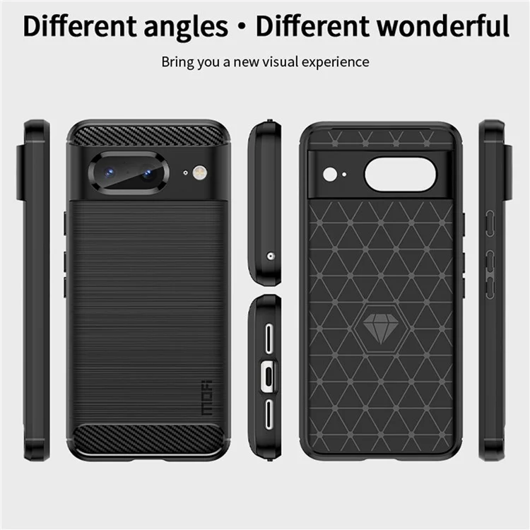 MOFI JK TPU Series-1 For Google Pixel 8 Carbon Fiber Brushed Soft TPU Phone Case Cover - Black