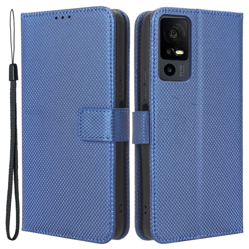 Phone Cover for TCL 40 XL , Wallet Phone Case PU Leather Diamond Texture Phone Shell - Blue